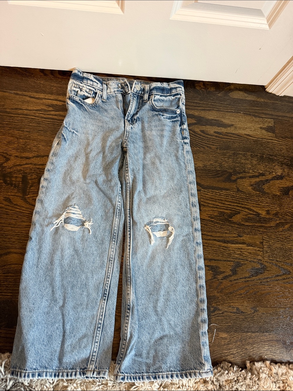 GAP Light Blue Distressed Wide-Leg Jeans